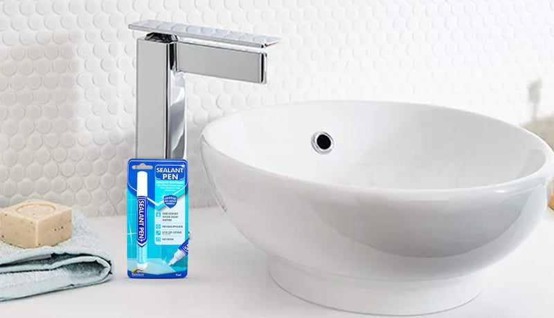 Sealant Pen White Caulk Marker: Waterproof Silicone Colorant Paint, Stain Remover, Sink, Kitchen, Shower, Bathroom Tile - White, Narrow 5mm Tip - Image 2