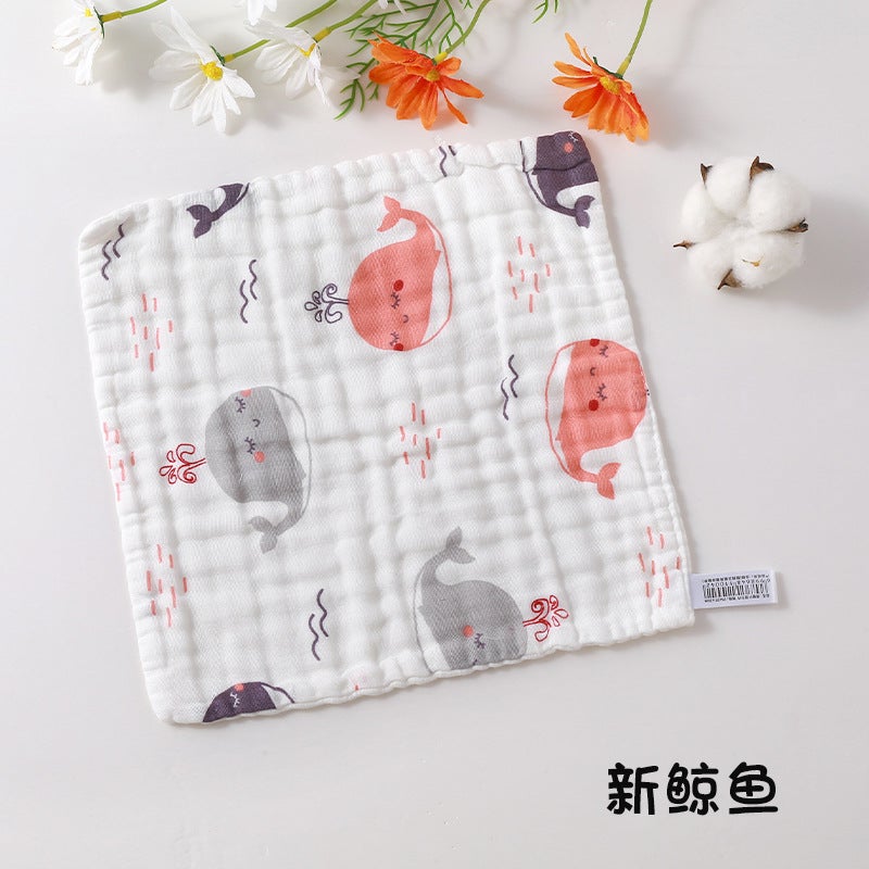 6-Layer Pure Cotton Square Towel Baby Face Towel Children'S Saliva Towel Infant Class A All-Cotton Towel Cotton Gauze Newborn - Image 1