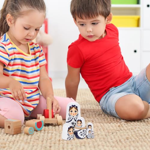 VICASKY 6Pcs Russian Nesting Dolls HandPainted Wooden Matryoshka Set with Smooth Edges Nesting Dolls Gift for Kids Adults Crafts Easter Mothers Day Birthday Christmas Halloween Home Decor - Image 5