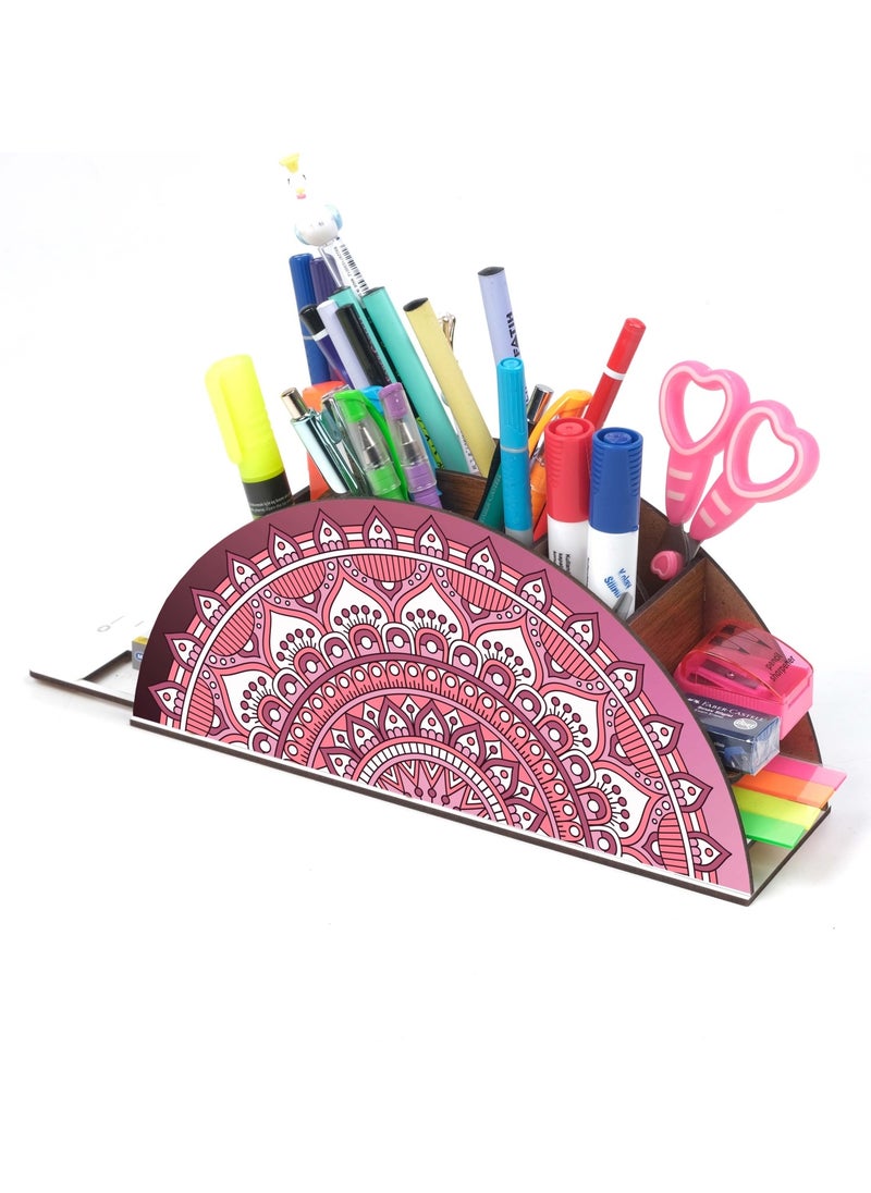 Notpa - Wooden Tile Patterned Rainbow Ruled Desktop Pencil Holder Box Organizer for Kids GK21 - Image 1