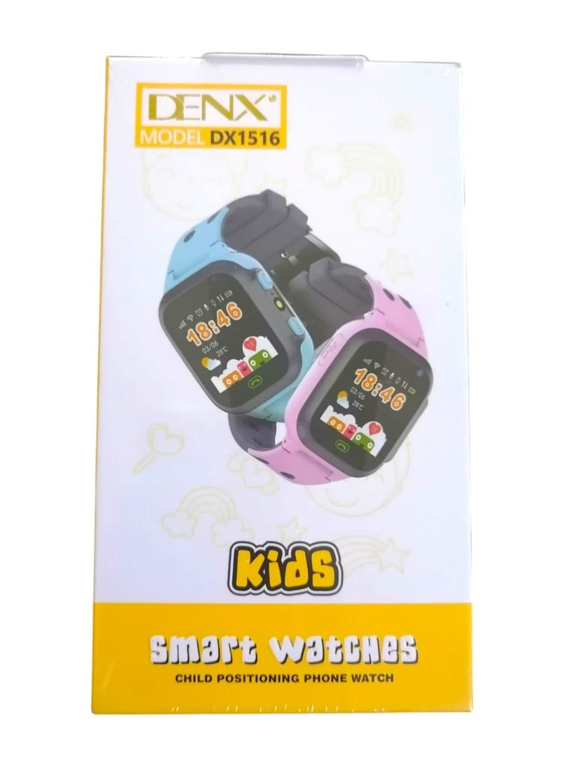 Denx - Kids Smart Watch with GPS, SIM Card, Waterproof, Pink/Black - Image 1