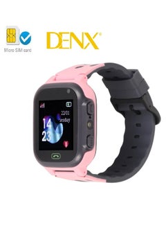 Denx Kids Smart Watch with GPS, SIM Card, Waterproof, Pink/Black  - Image 1