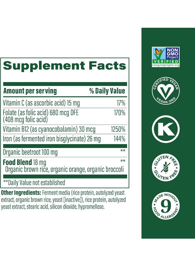 MegaFood Blood Builder Minis - Iron Supplement Clinically Shown To Increase Iron Levels Without Side Effects - Iron With Vitamin C, Vitamin B12 & Folic Acid - Vegan - 60 Tablets (30 Servings)  - Image 2