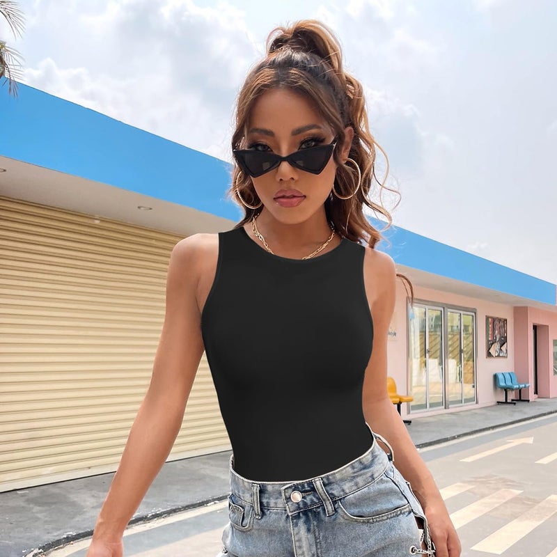 EUYZOU Women Shapewear Tummy Control Tank Tops Seamless Compression Tops Body Shaper Camisole, Black L - Image 3