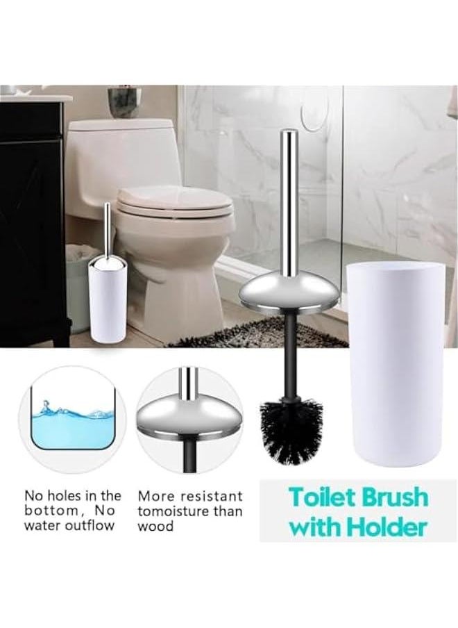 HOOKOR - Bathroom Accessories Set with Tray, 6 Piece Plastic Gift Bath Set with Trash Can, Toilet Brush, Soap Dispenser, Soap Dish, Lotion Set Tumbler Cup (White) - Image 1