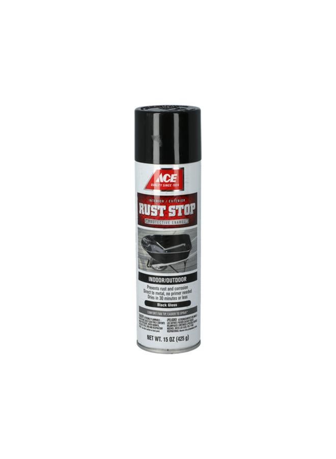 ACE Fast-Drying Glossy Finish Rust Stop Spray Paint Black 15oz - Image 2