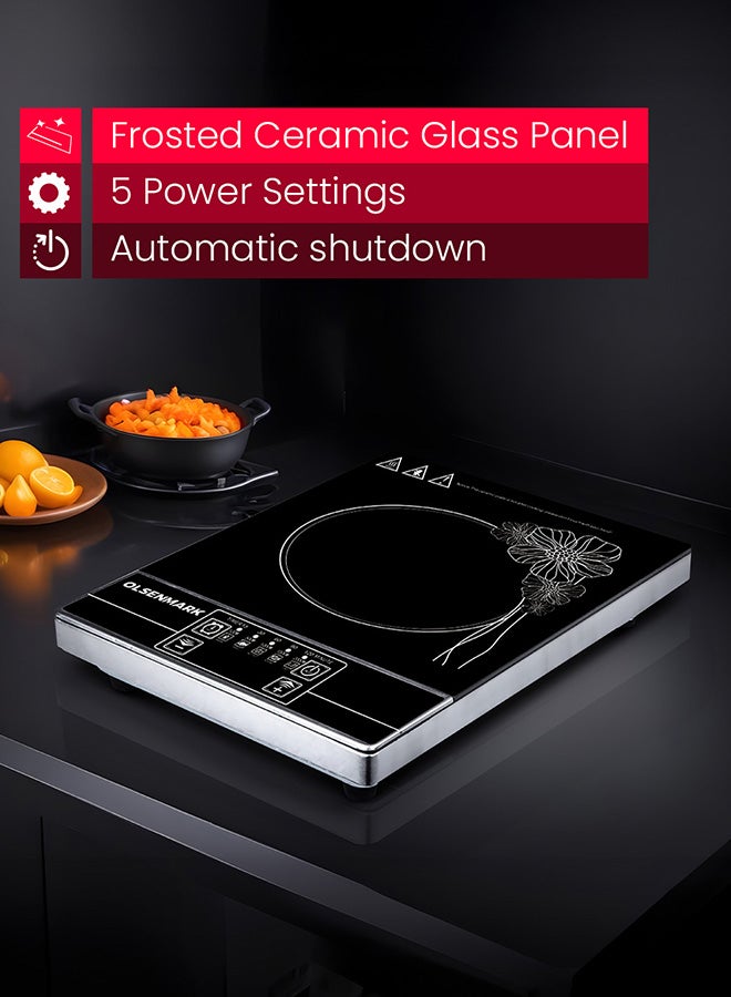 Olsenmark Infrared Cooker OMIC2091M, 2200W Energy Saving Multi Function Single Electric Hob , 5 Power level, Frosted Ceramic Glass Panel, Touch Button Controls, 2 Years Warranty 2200 W OMIC2091M Black - Image 5
