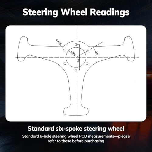 QYMOPAY 14 inch Universal 6 Hole Silver Aluminum 3 Spoke Muscle Style Racing Steering Wheel with Horn Button Leather Grip Steering Wheel - Image 3