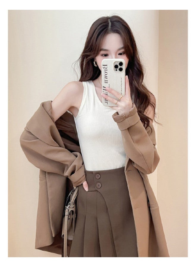 TonLion Women's Knit Solid Color Sleeveless Vest - Simple & Versatile Fashion Casual Korean Style Innerwear - Image 1