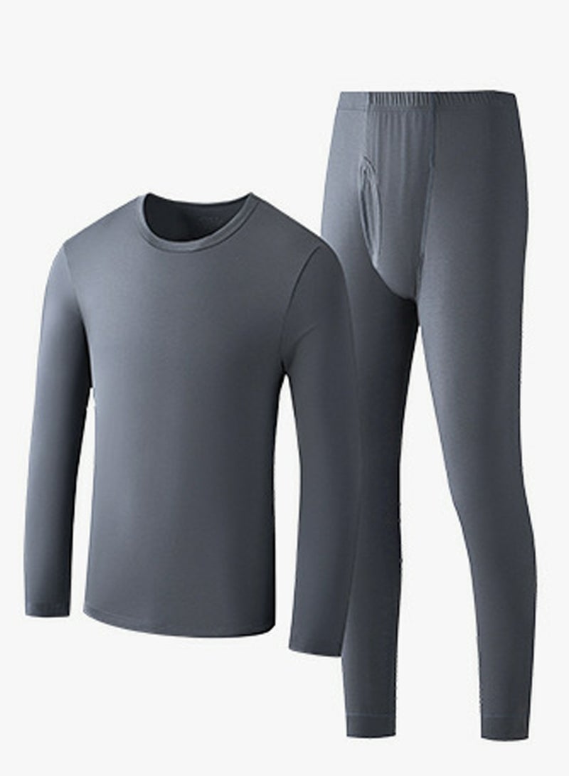 Loquat Mens Long Johns And Thermal Underwear Set 2 Piece Thin Base Layer Set for Men Dark Grey  - Image 2