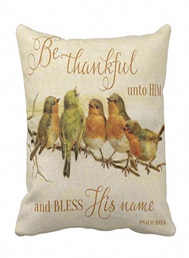 Emvency Throw Pillow Cover Orange Vintage Be Thankful Unto Him His Green Decorative Pillow Case Home Decor Square 18 x 18 Inch Pillowcase - Image 1