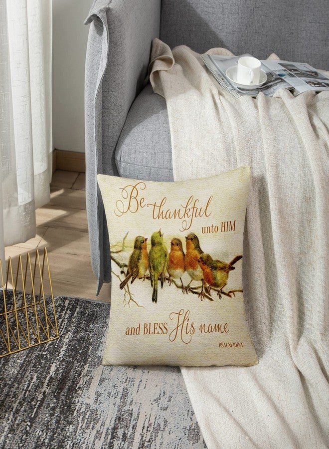 Emvency Throw Pillow Cover Orange Vintage Be Thankful Unto Him His Green Decorative Pillow Case Home Decor Square 18 x 18 Inch Pillowcase - Image 3