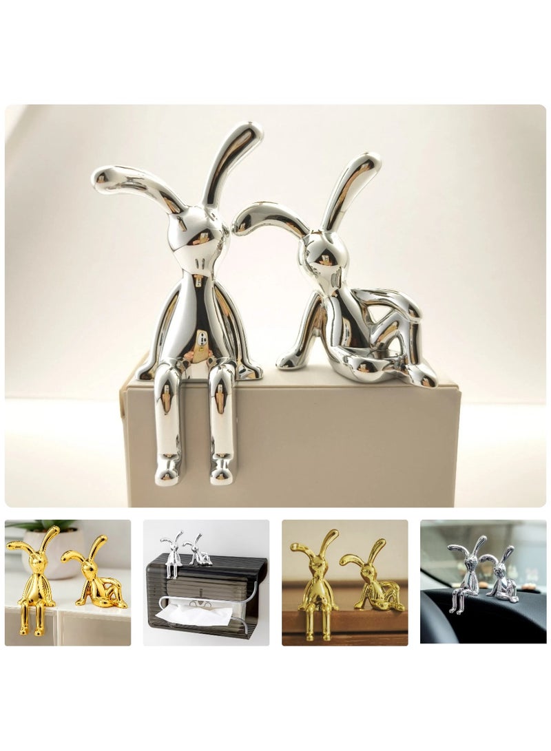 Aura Select Rabbit Car Decorations 2-Piece Set Cute Long-Legged Figurines Home Office Desk Ornaments for Center Console Monitor Shelf Gift Everyday Use - Image 1