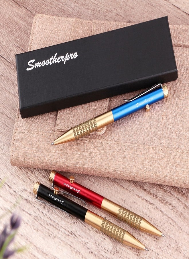 SMOOTHERPRO Bolt Action Pen, Solid Brass Gel Ink Pen with Black Ink, Compatible with Pentel Refills, Weighted Heavy Pen for Tremor Parkinson Arthritic Hand, Blue(SG02U) - Image 5