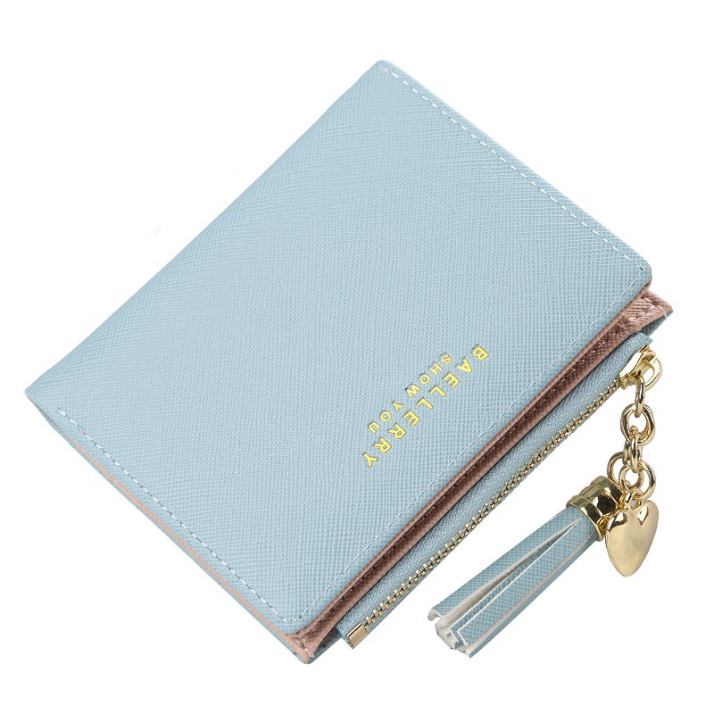 baellerry Women's Short Wallet Baellerry Korean Style Fashion Vertical Multi-Card High-Quality Tassel Zipper Coin Purse - Image 1