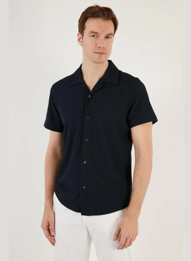 Buratti  Buratti Cotton Blend Apache Collar Short Sleeve Regular Fit Shirt Men's SHIRT CF24S115882 for Men | Best Price UAE