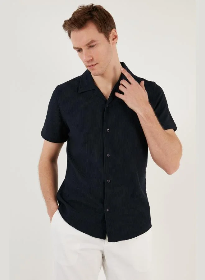 Buratti  Buratti Cotton Blend Apache Collar Short Sleeve Regular Fit Shirt Men's SHIRT CF24S115882 for Men | Best Price UAE