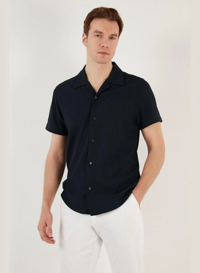 Buratti Cotton Blend Apache Collar Short Sleeve Regular Fit Shirt Men's SHIRT CF24S115882