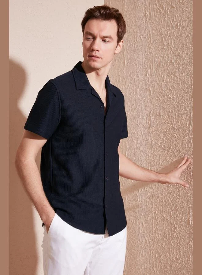 Buratti  Buratti Cotton Blend Apache Collar Short Sleeve Regular Fit Shirt Men's SHIRT CF24S115882 for Men | Best Price UAE