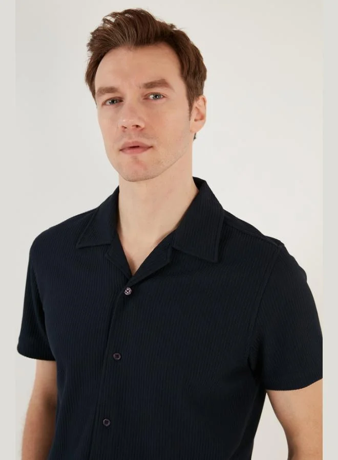 Buratti  Buratti Cotton Blend Apache Collar Short Sleeve Regular Fit Shirt Men's SHIRT CF24S115882 for Men | Best Price UAE