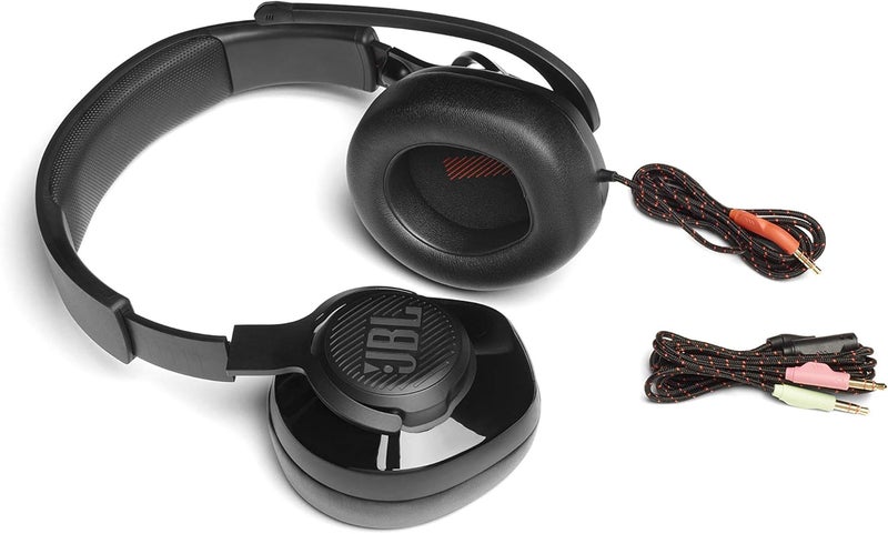JBL Quantum 200 - Wired over-ear gaming headset with Voice focus directional flip-up mic and memory foam ear cushions (Black) - Image 4