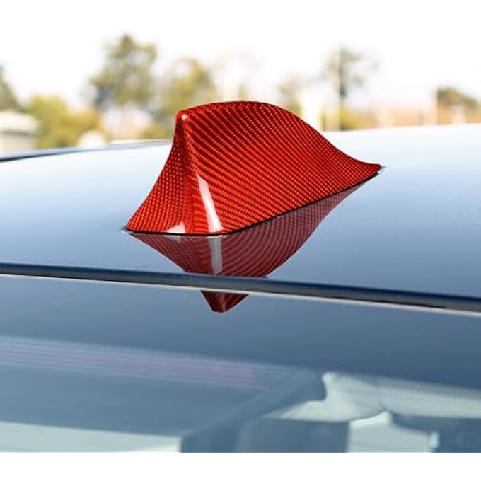 rayihni Compatible with Car Carbon Fiber Shark Fin Antenna Cover Roof Aerials Base Trim Accessories for BMW F10 F18 F01 F02 F04 (Red) - Image 3