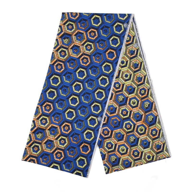 African Wax Print Fabric: 6 Yards Polyester Material - Durable Soft Reusable African Print Fabric for DIY Garments Home Decor Festival Party Events - Image 1