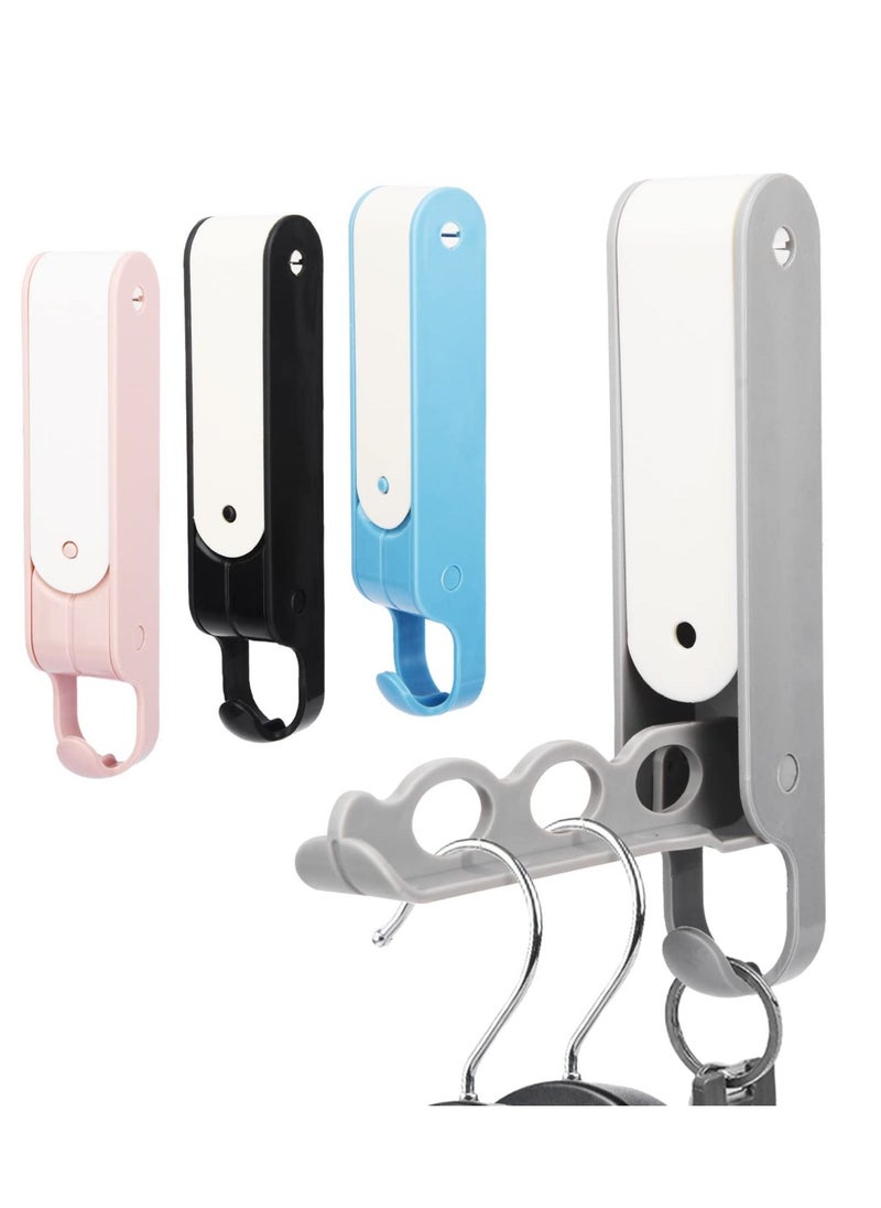 Y&D 4 PCS Hidden Foldable Door Hooks, Punch-Free Over Hangers - Self-Adhesive Coat Hook for Bedroom, Bathroom, Coats, Towels Travel Portable Hat Hanger(Multi-Holes)  - Image 1