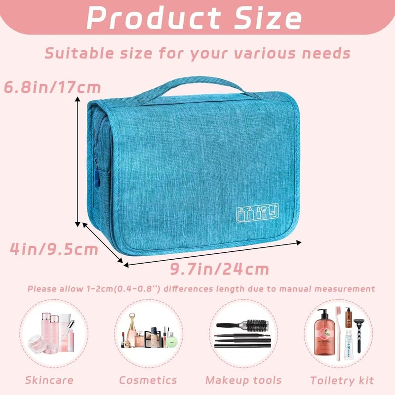 YEMEDA Toiletry Bag Travel Bag with Hanging Hook, Waterproof Capacity Hanging Multifunctional Makeup Bag for Toiletries, Portable Cosmetic Bag Travel Organizer for Women and Men(Sky Blue) - Image 2