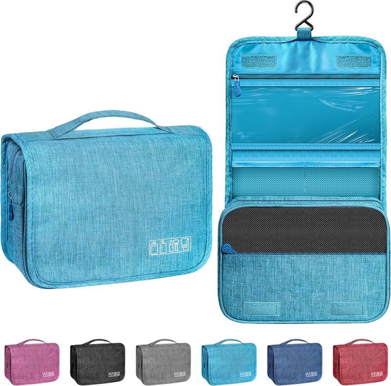 YEMEDA Toiletry Bag Travel Bag with Hanging Hook, Waterproof Capacity Hanging Multifunctional Makeup Bag for Toiletries, Portable Cosmetic Bag Travel Organizer for Women and Men(Sky Blue) - Image 1