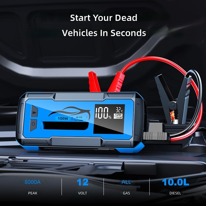 PSOOO Car Jump Starter 8000A Ultra-High Capacity 12V Emergency Power Bank - Image 2