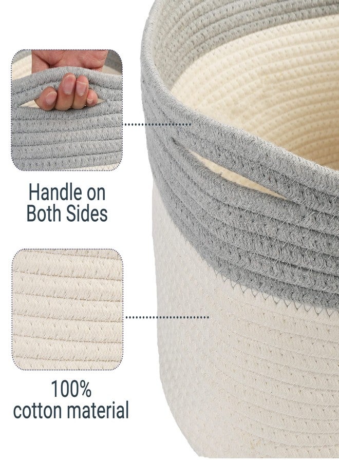 PrimePets Cotton Rope Dog Toy Basket, Small Basket with Handles, Woven Storage Bin for Dogs Pets, 15x10x9 inch Pet Basket Container Holder for Toys, White and Grey - Image 4