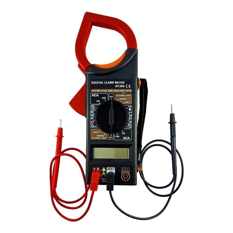 Generic DT266 ACDC LCD Digital Clamp Multimeter Electronic ClipOn Pincerlike Testing Meter In Red And Black - Image 2