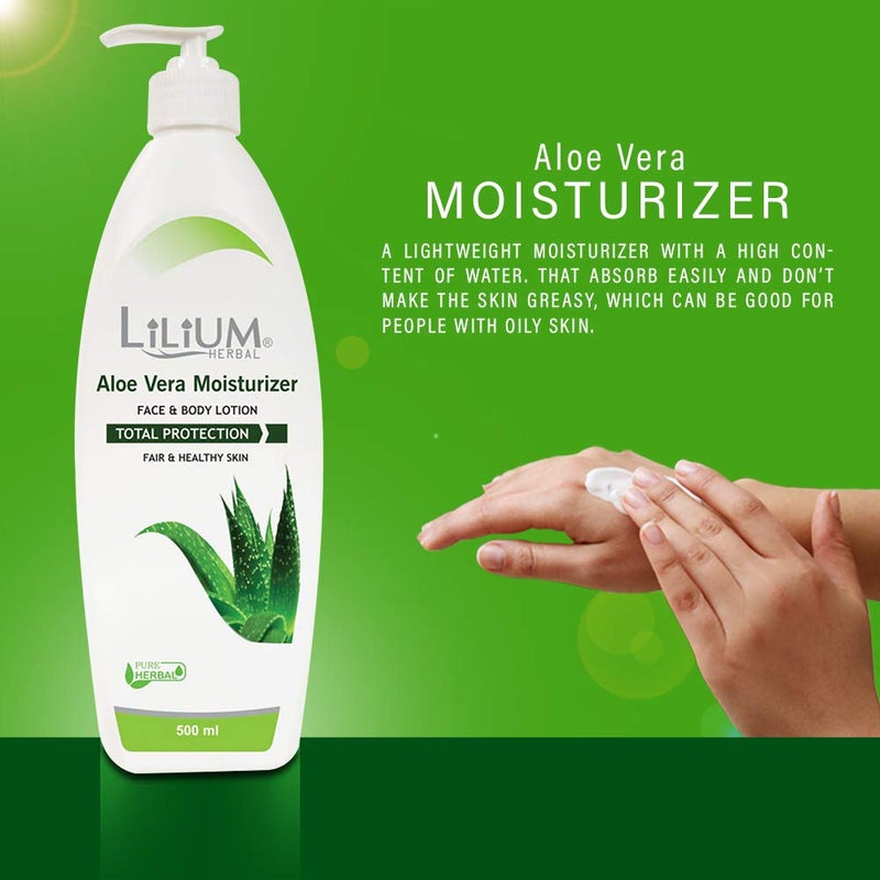 LILIUM Lilium Aloe Vera Moisturizer Body Lotion 500ml Fair Healthy Skin AntiAging Smoothening Deep Hydration Soothing Skin Repair Glowing Skin For Women Men All Skin types  - Image 2