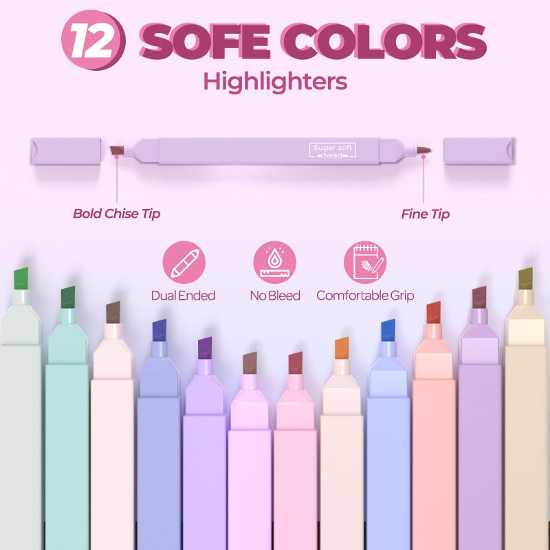 Nicpro 52PCS Aesthetic School Supplies with Cute Pencil Case, 12 Color Pastel Highlighter, 8 Gel Pens, 6 Multicolor Pen, 6 Mechanical Pencils 0.5 & 0.7 mm for Girls Student Stationary Set Preppy Stuff - Image 3