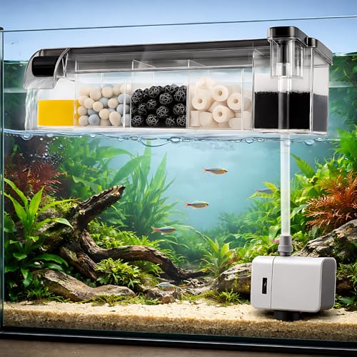 VAYINATO® Multifunctional External Wall-Mounted Waterfall Aquarium Filter with Bio Wheel | 3-Stage Filtration System with Filter Media & Built-in Water Pump (BL-774) - Image 1