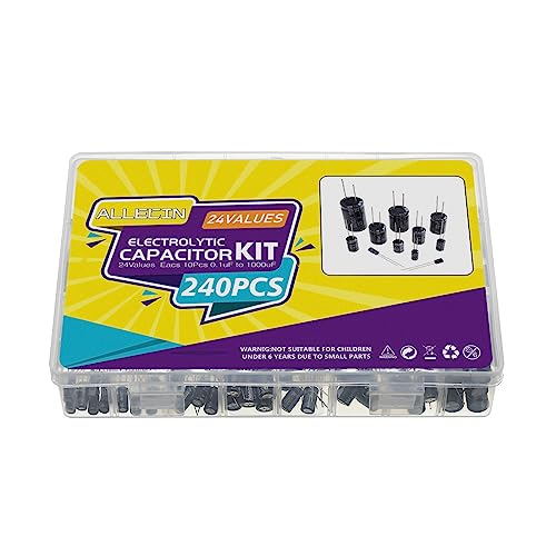 ALLECIN 24 Values Electrolytic Capacitor Assortment Kit from 0.1uF to 1000uF 10V 16V 25V 50V in-line Aluminum Capacitors Set - Image 5