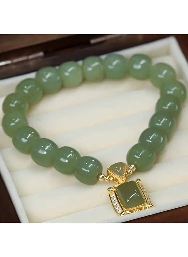 Goolsky سوار خرز اليشم الأخضر المزيف 1 قطعة - مجوهرات يد أنيقة على الطراز الصيني، خرز اليشم المزيف، ارتداء يومي/أزياء تقليدية، بسيط - Image 3