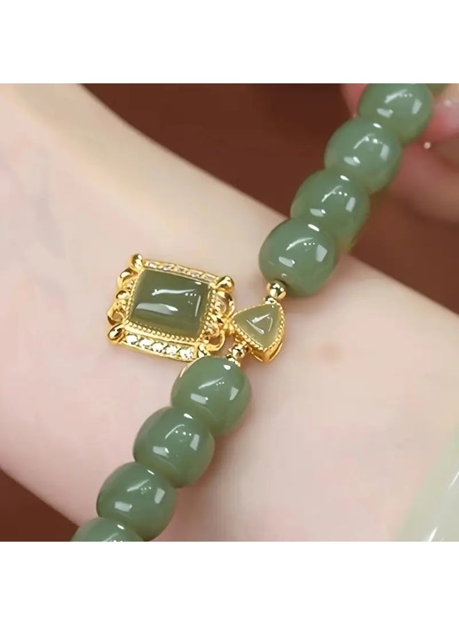 Goolsky سوار خرز اليشم الأخضر المزيف 1 قطعة - مجوهرات يد أنيقة على الطراز الصيني، خرز اليشم المزيف، ارتداء يومي/أزياء تقليدية، بسيط - Image 2