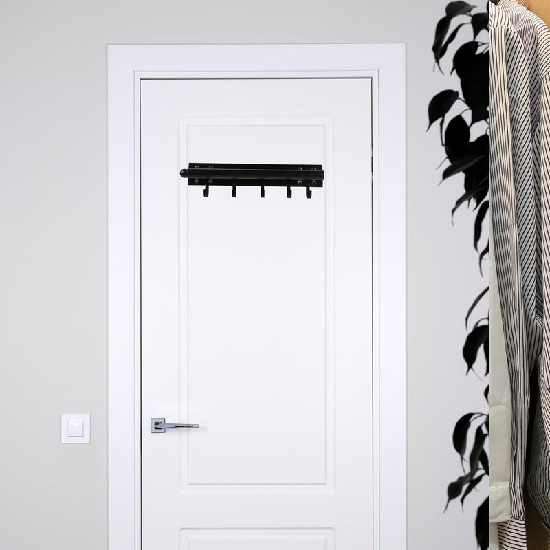 Retractable Pull out Valet Rod with Adjustable Detachable Hooks Black Metal Clothes Hanging Rod for Closet Storage and Wardrobe Organization for Bedroom Or Dressing Room - Image 5