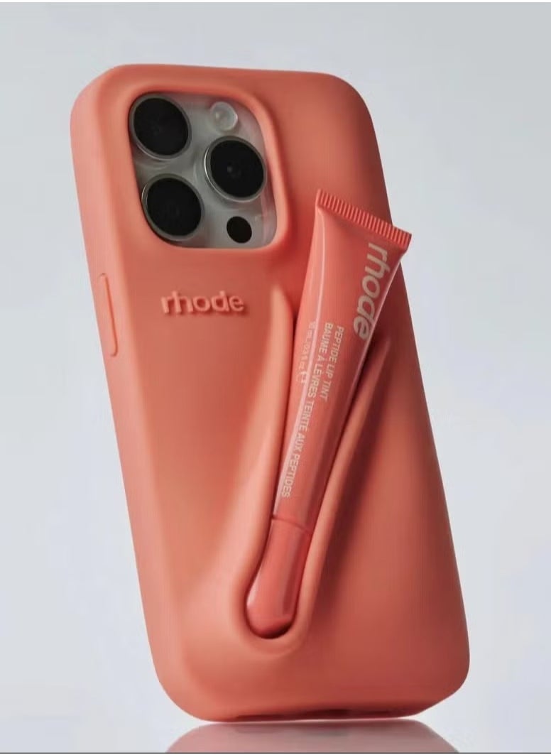 rhode Silicone Lip Holder for Cell Phone, Lip Gloss Adhesive Sleeve for Phone, Lip Holder Stick-on Phone Case, Back Stick On Holder for iPhone Phones（PEACH PIT） - Image 2