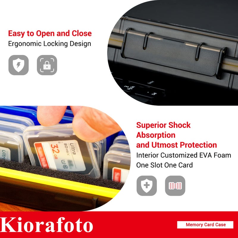 Kiorafoto SD Card Case with 36 Pack Individual Clear Plastic Memory Card Holders for 36 SD SDXC SDHC Cards,Water-Resistant Anti-Shock Anti-Dust SD Card Carrying Organizer Storage Protector with Labels - Image 5