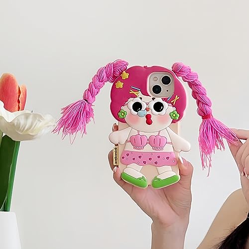 QoKcoahn Case for iPhone 1212 Pro3D Kawaii Phone Cases Funny Cute Cartoon Girls Have Long Hair Soft Silicone Gel Drop Protection Case Women Girls for iPhone 1212 Pro - Image 3