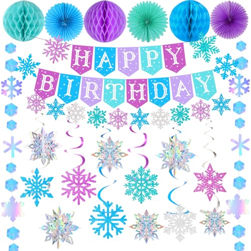 Bolake Snowflakes Decorations Frozenn Birthday Party Decorations Snowflakes Garland Hanging Decorations Winter Christmas Decorations for Winter Wonderlands Christmas Birthday Party Decorations - Image 1