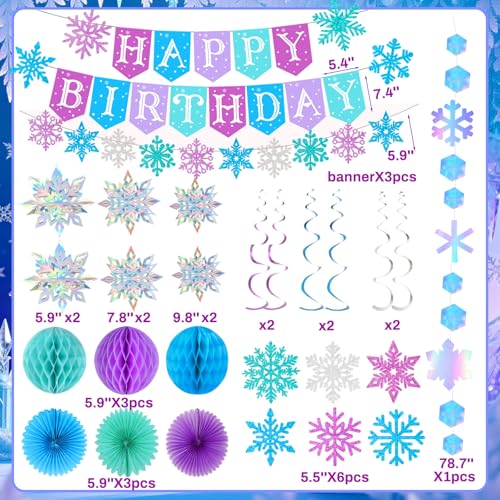 Bolake Snowflakes Decorations Frozenn Birthday Party Decorations Snowflakes Garland Hanging Decorations Winter Christmas Decorations for Winter Wonderlands Christmas Birthday Party Decorations - Image 5