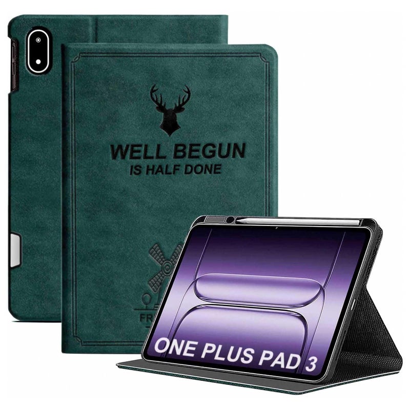 ProElite Case Cover for OnePlus Pad 3 13.2 inch 2025 Case, Deer Flip case Cover for OnePlus Pad 3 13.2 inch 2025 Case with Pen Holder, Dark Green - Image 1