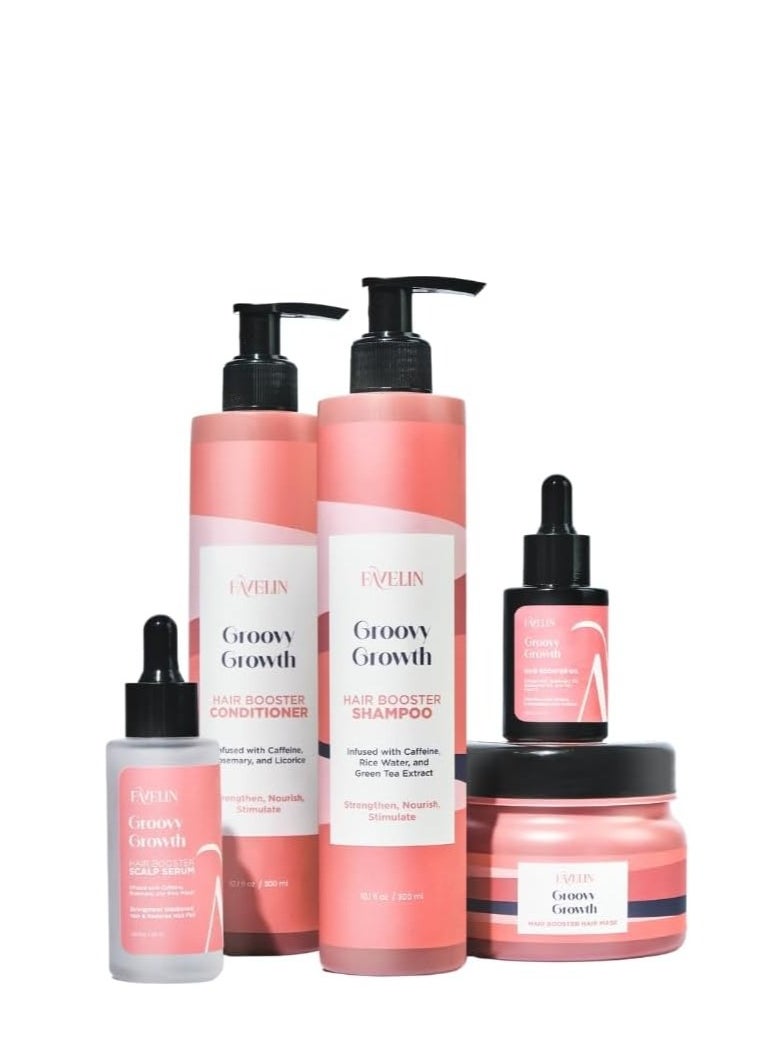 favelin Groovy Growth Hair Booster Shampoo | Infused with Caffeine, Rice water & Green Tea Extract | Strengthen, Nourish, Stimulate | 300 ml  - Image 2
