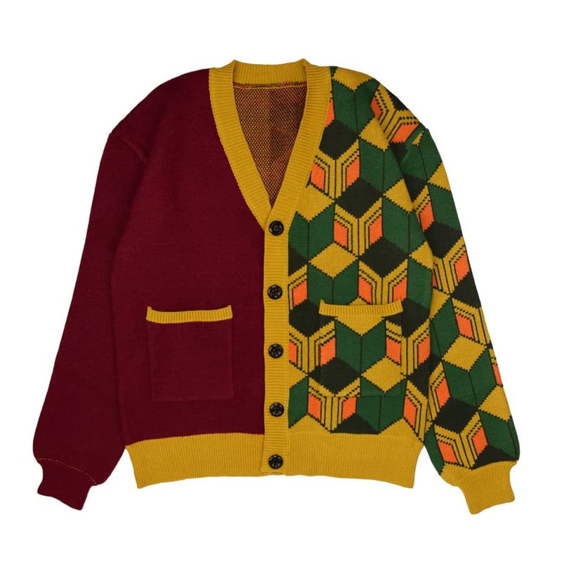 iSHOWcos Anime Cardigan Giyuu Sweater Knitted Jacket Coat-2XL/3XL - Image 2