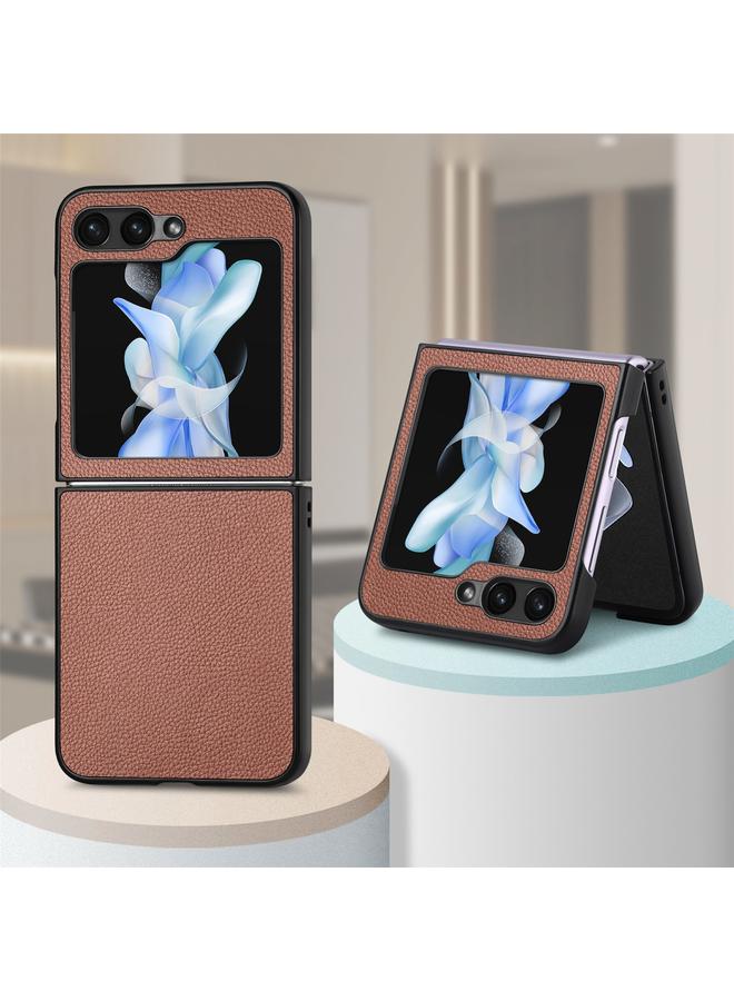 اس-توب جراب لهاتف Samsung Galaxy Z Flip6 5G، جراب هاتف قابل للطي ومقاوم للصدمات من نسيج الليتشي - Image 2