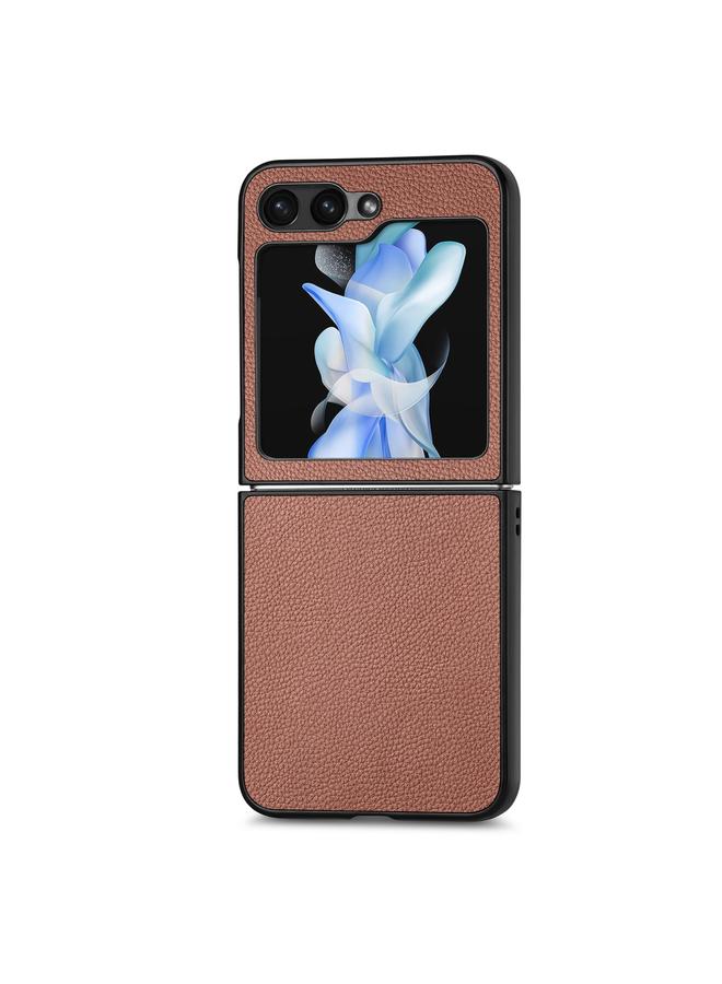 اس-توب جراب لهاتف Samsung Galaxy Z Flip6 5G، جراب هاتف قابل للطي ومقاوم للصدمات من نسيج الليتشي - Image 1